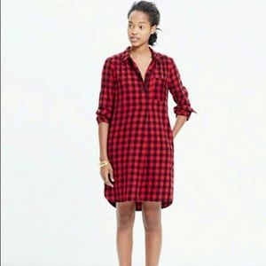 RED AND BLACK flannel MADEWELL latitude shirtdress